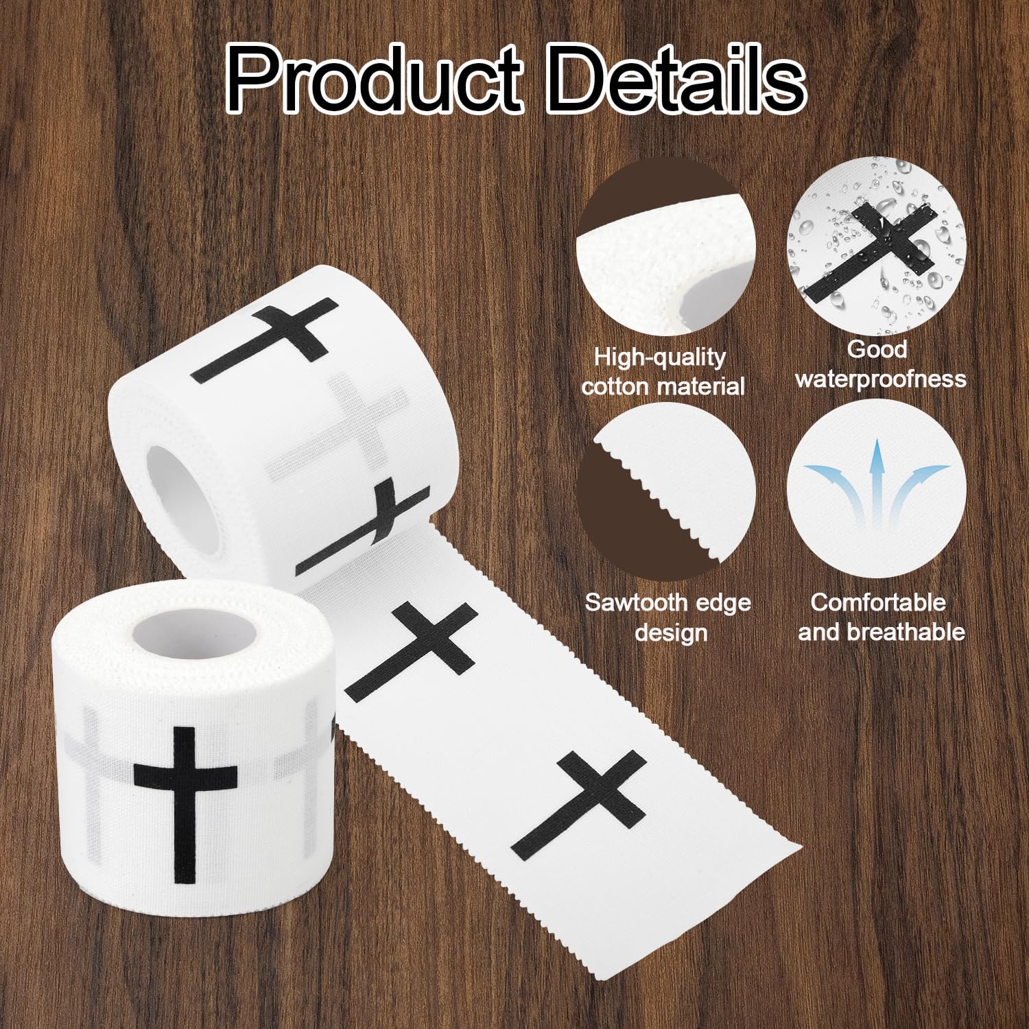 2 Nastri Sportivi Cristiani, Cotone E Zinco, 5,1 Cm X 6,9 M, Bianco Con Croce – Supporto Per Sport E Primo Soccorso
