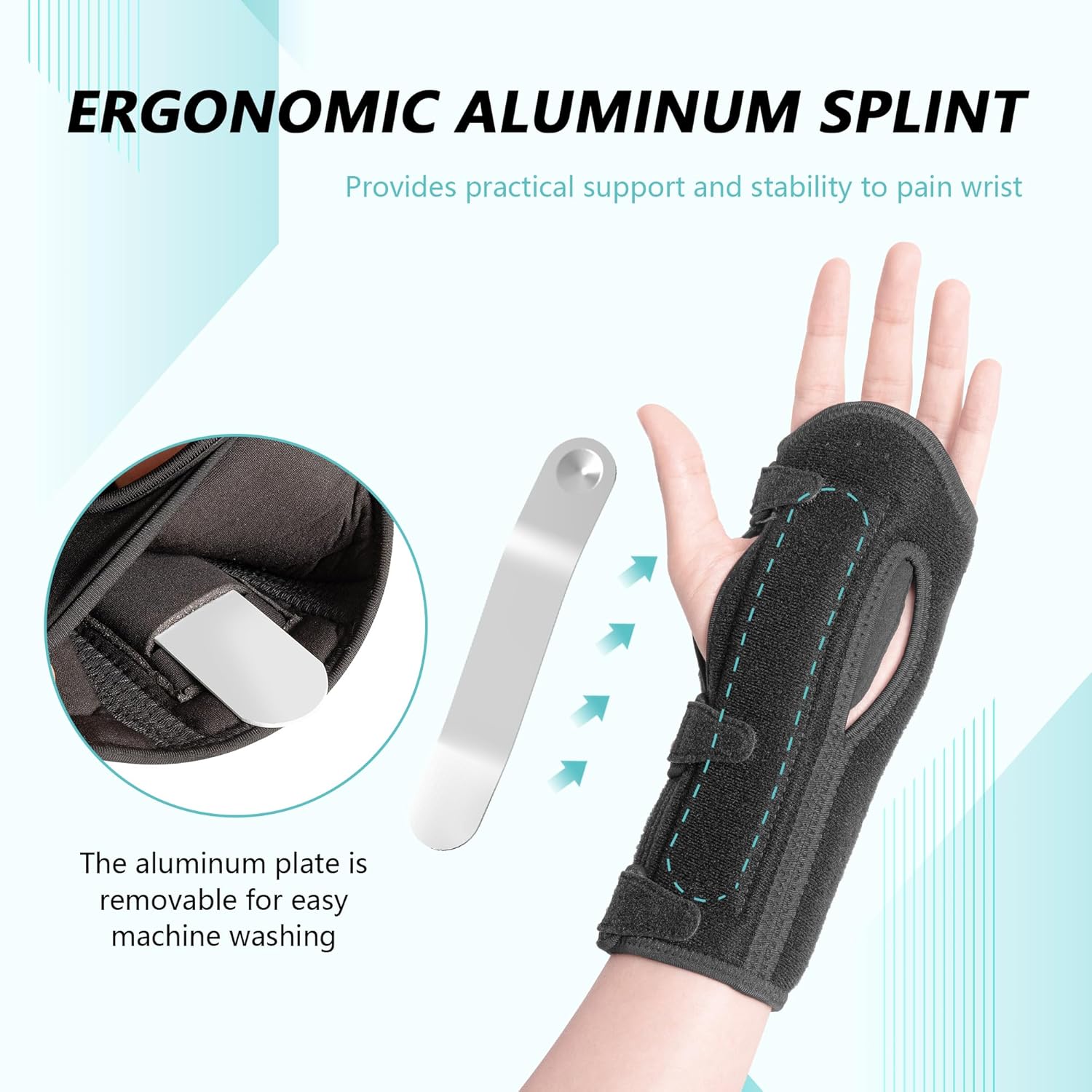 Carpal Tunnel Wrist Brace 2 Pack Night Support, Adjustable Wrist Splint for Sleeping with Cushioned Beads, Hand Wrist Support for Carpal Tunnel Relief Fits Left Right Hands for Women Men, Black