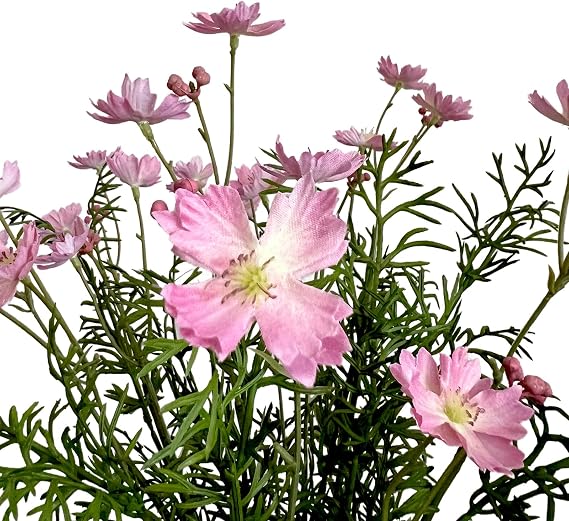6pcs Artificial Silk Daisy Plastic Flower Bouquet Realistic DIY Greenery Shrubs Plants for Indoor Outdoor Home Decoration Table Centerpieces and Floral Arrangement (Pink)