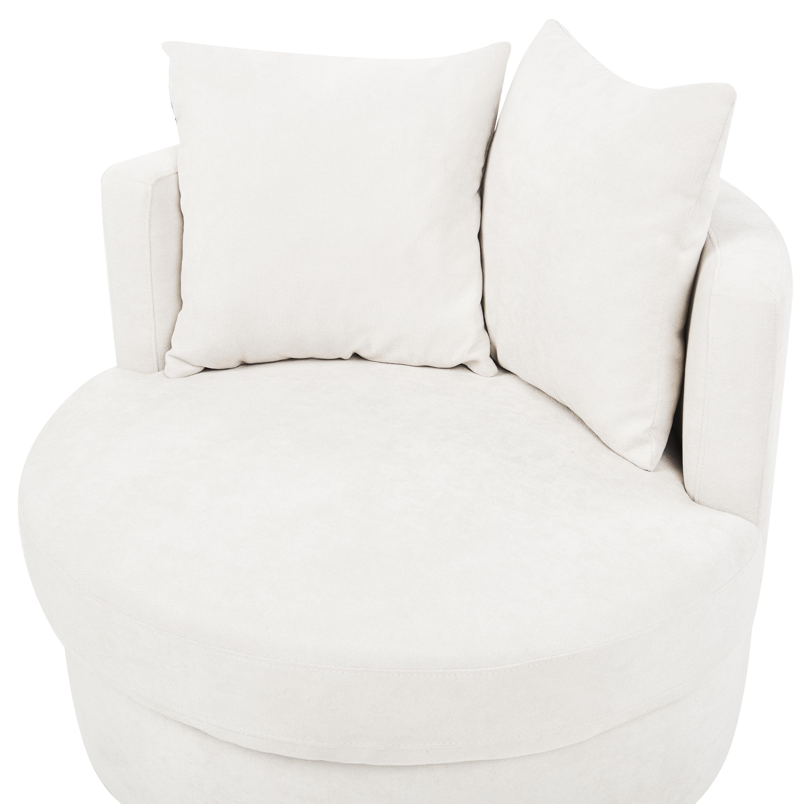 Sessel Stoff beige rund mit Drehfuntion 2 Kissen Metallgestell modern Dalby