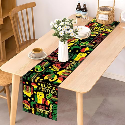 Miniatura 5 de Camino de mesa del mes de la historia afroamericana festival de la igualdad celebración social vacaciones cocina mesa de comedor 13 x 90 pulgadas
