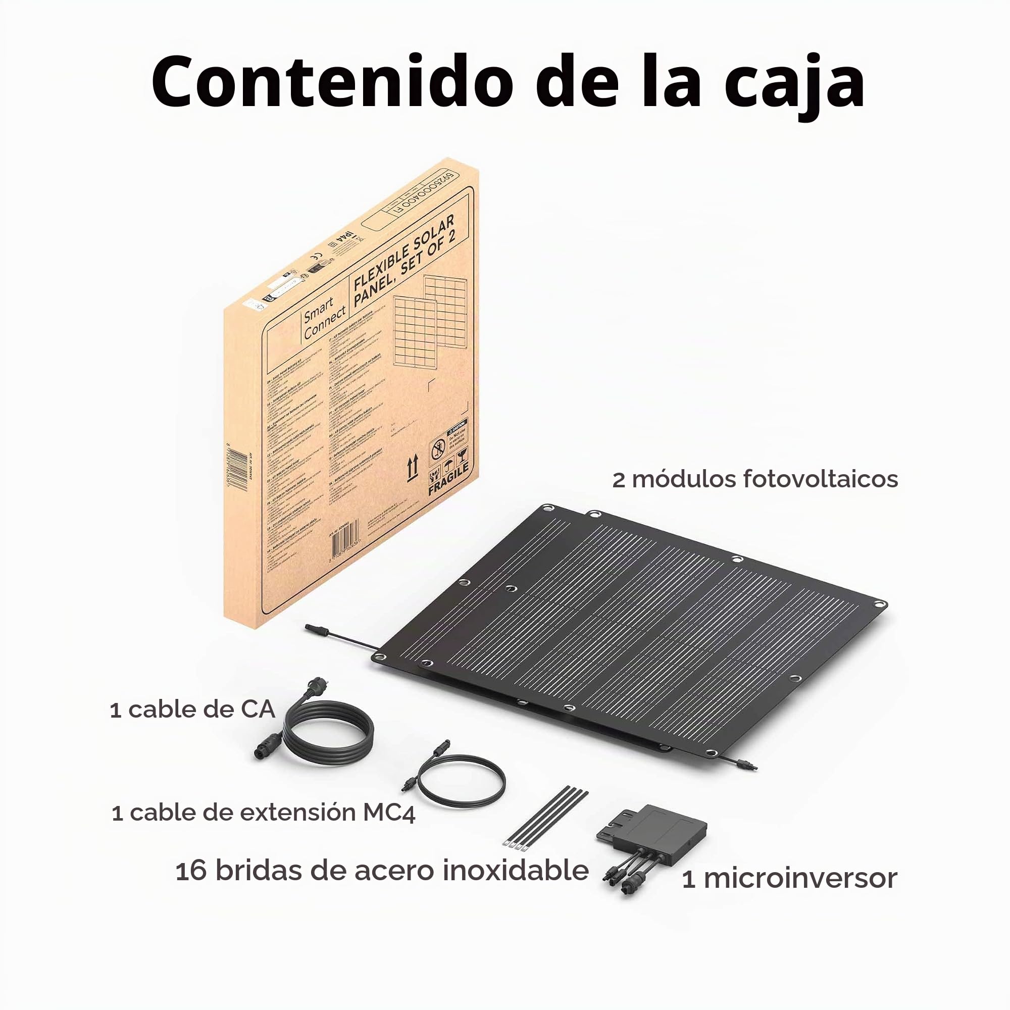 Calex Kit de Paneles Solares Semi-Flexibles 2×110W con Micro-Inversor, Monitorización por App, para Balcón y Uso Móvil