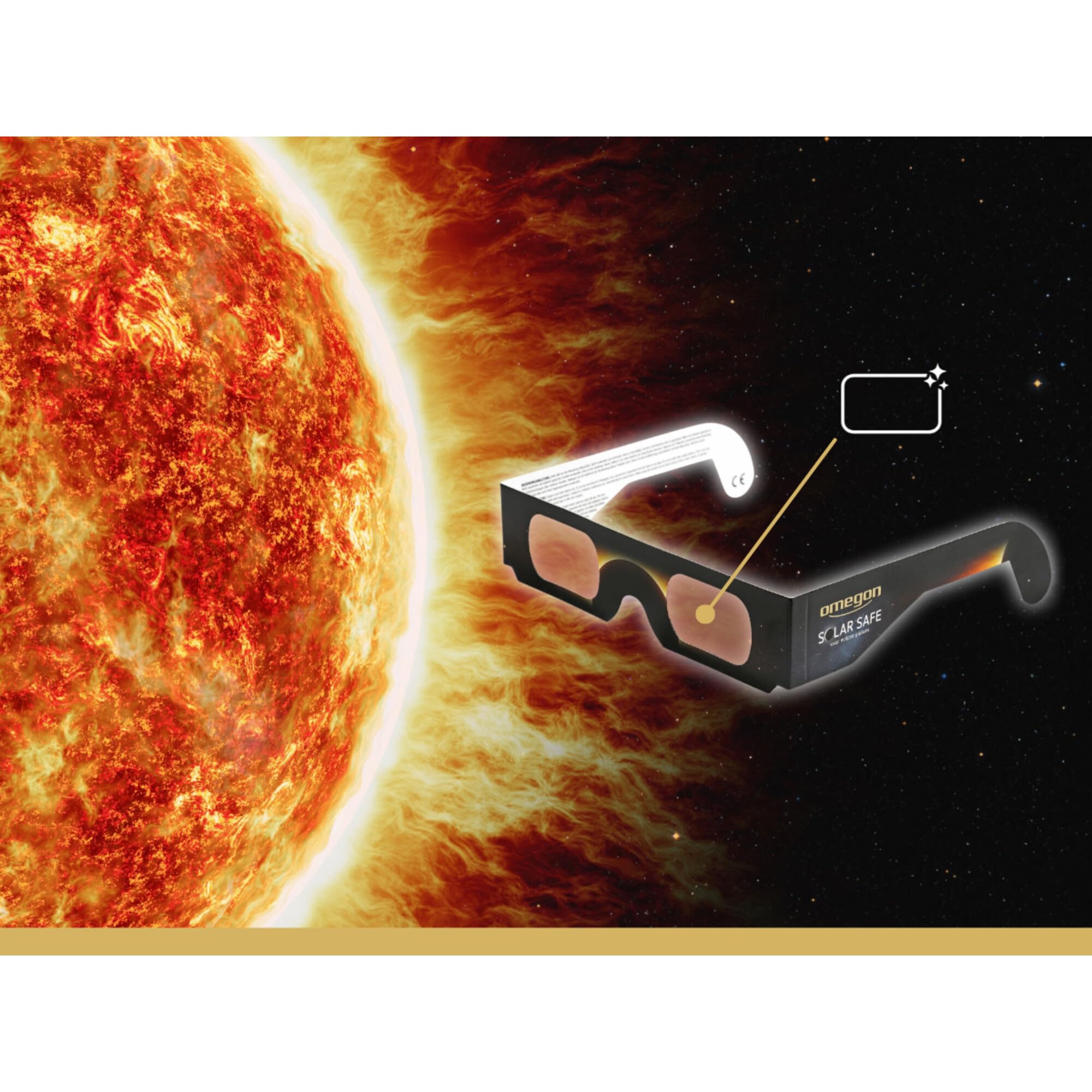 Occhiali per eclissi Omegon Solar Safe | Osservazione Sicura | Conformi ISO 12312-2 | Lenti in Polimero Antigraffio | Made in USA | Per l'Eclissi Solare 2026
