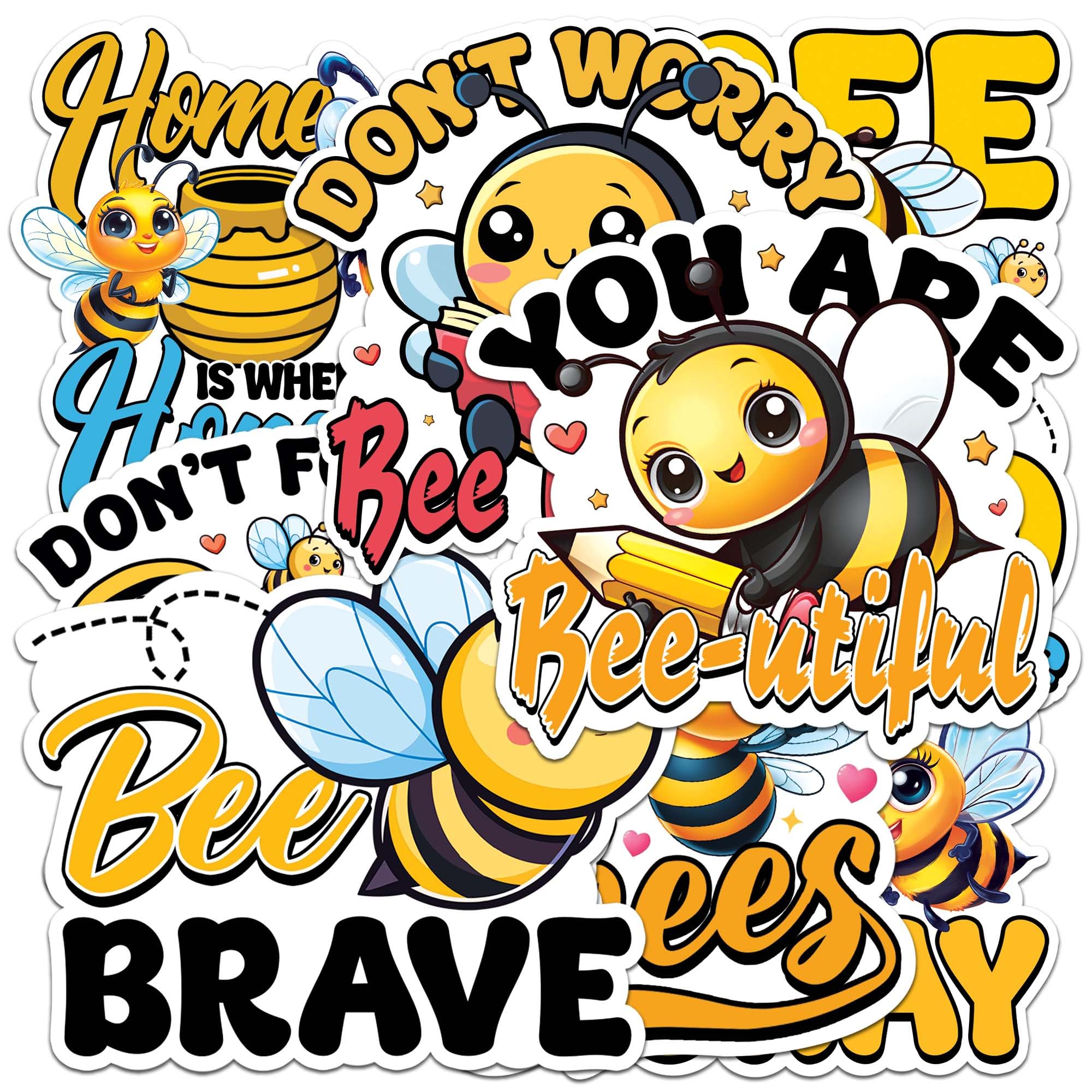 Bee Sticker 8 Pcs (Large Size) Vinyl Stickers Laptop Waterproof Decal for Car Bumper Water Bottle Notebook Luggage Window Funny Party Birthday