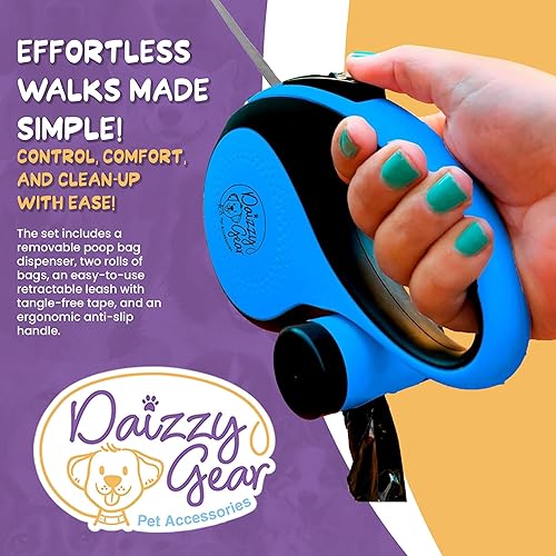 Miniatura 2 de Correa retráctil para perro con dispensador de bolsas de excrementos. Correa extensible de 16 pies sin enredos para cachorros, perros pequeños y