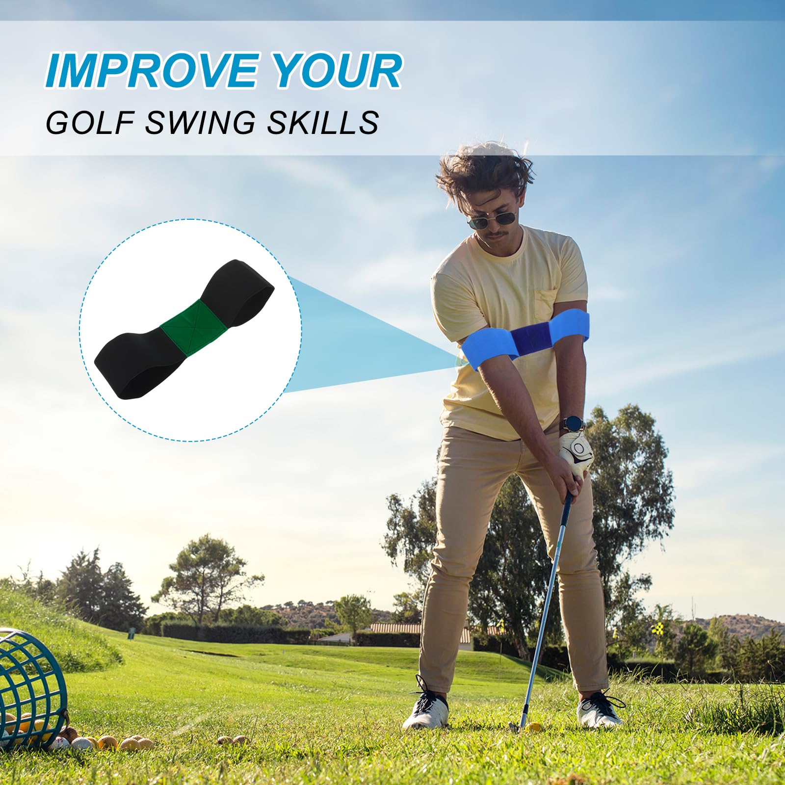 QUARKZMAN Golf Banda Attrezzatura per Allenamento Fasce per Braccio Golf, Lunghezza Larghezza Attrezzatura Pratica Swing Correzione Golf