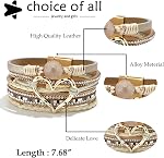 Bracelets en cuir pour les femmes Bracelet Femme Boho Bijoux pour femmes Trendy Stackable en or Cuff Bangles Coeur Bracelet en couches Cadeaux de bijoux