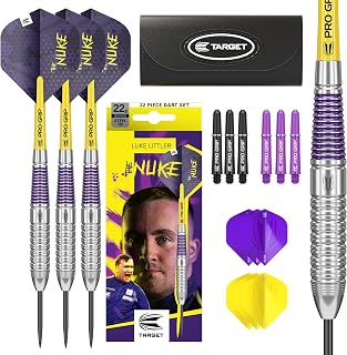 Luke Littler Range – Choose from Steel Tip Dart Set, 100 Piece Dart Bundle with Storage Box, or 85 Pcs Accessories Kit with Flights, Shafts, Point Sharpener & Multi Tool | Gift Options