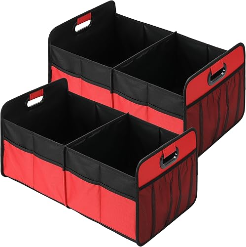 Miniatura 13 de Simple Deluxe Organizador de maletero para coche/SUV, plegable 600D impermeable poliéster Oxford 50L, 2 compartimentos, accesorios de viaje Negro