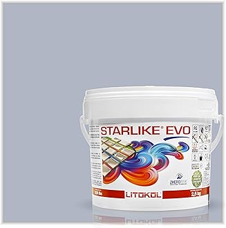 The Tile Doctor Starlike EVO - Litokol Glamour Epoxy Grout for Tile, Pools, Spas, Kitchens, Bathrooms - Floor or Wall Tile -Interior or Exterior Use - 310 Azzurro Polvere