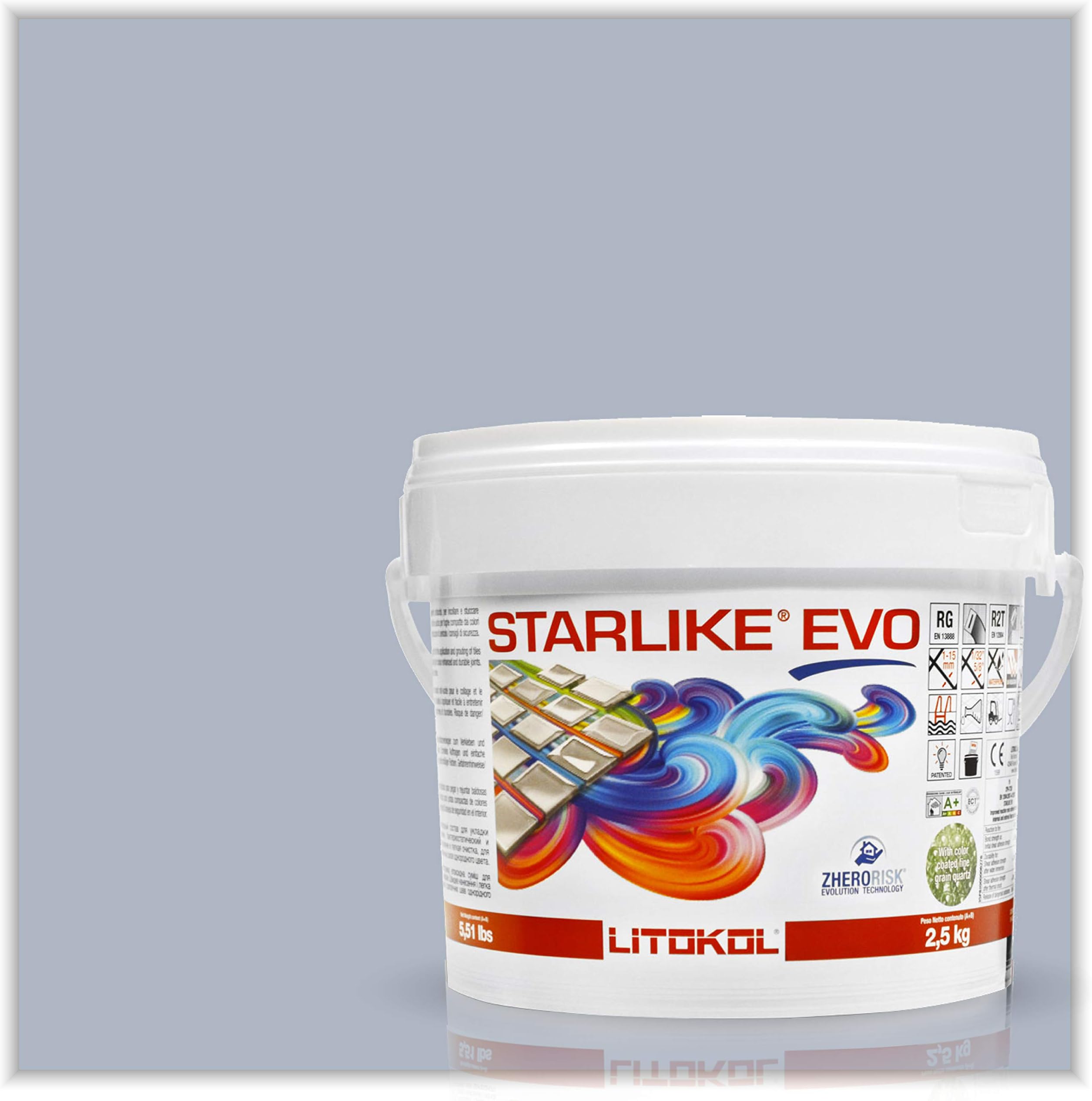 The Tile Doctor Starlike EVO - Litokol Glamour Epoxy Grout for Tile, Pools, Spas, Kitchens, Bathrooms - Floor or Wall Tile -Interior or Exterior Use - 310 Azzurro Polvere