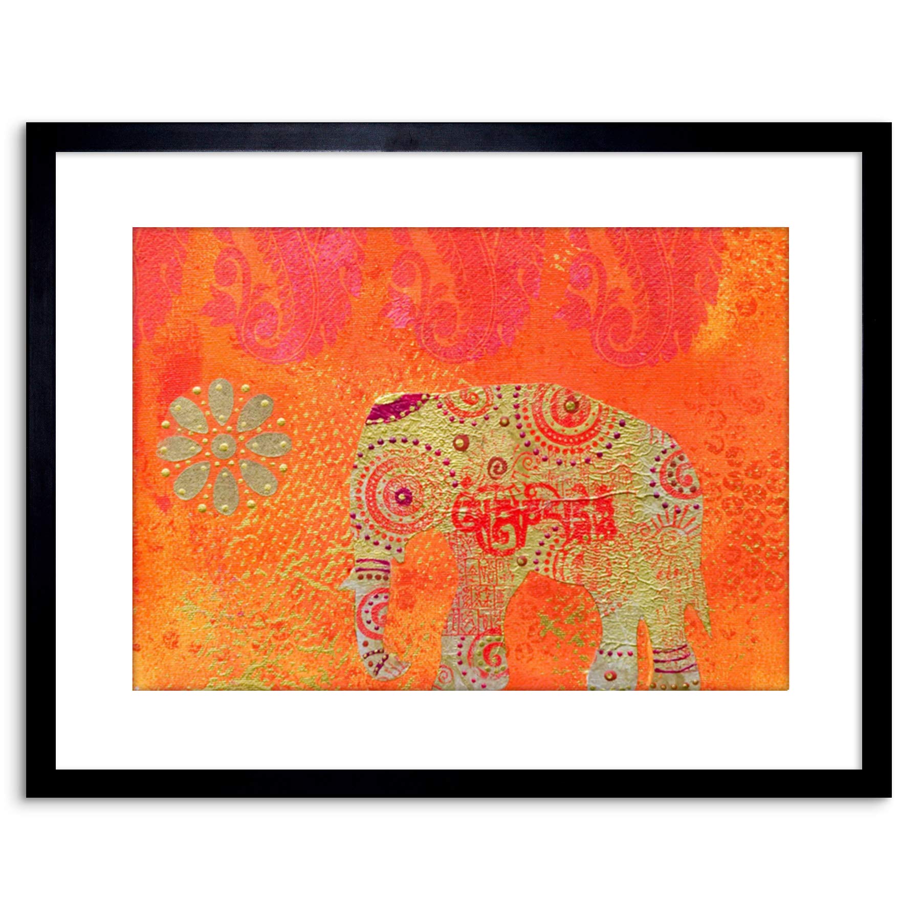 Wee Blue Coo Dt Indian Collage Elephant Photo Framed Wall Art Print