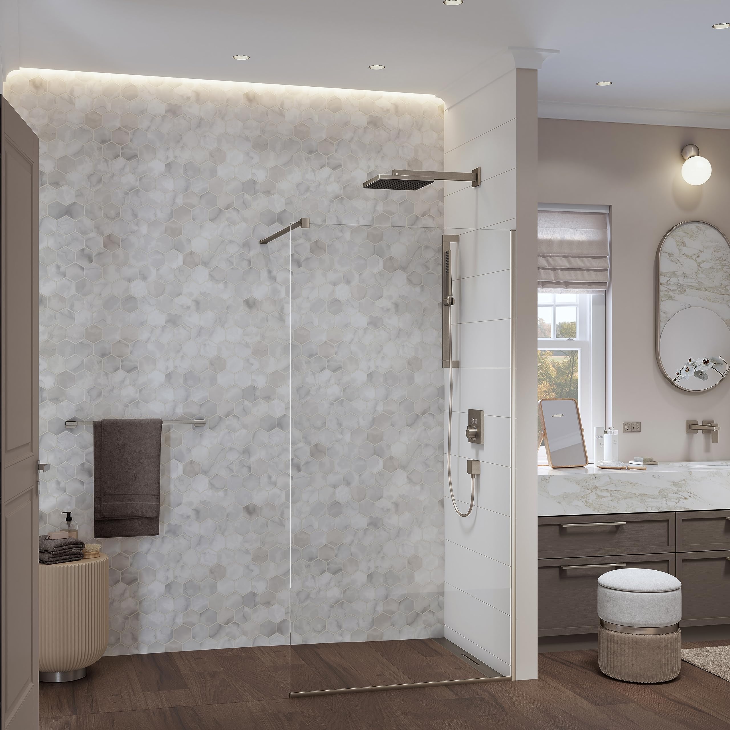 hansgrohe Pulsify E - Brazo de ducha moderno de 15 pulgadas en níquel cepillado, 24337821