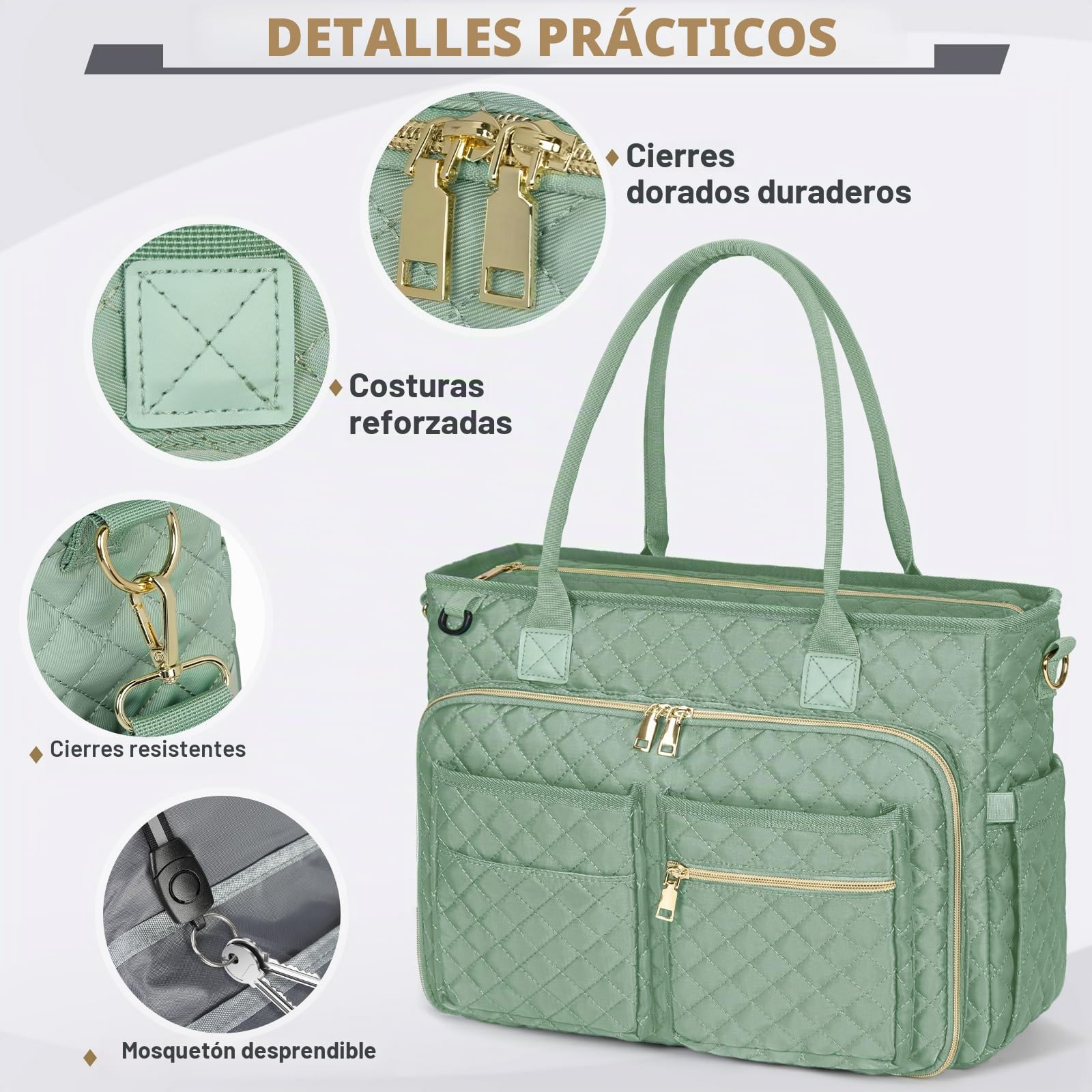 RAINSMORE Maletin Portátil Ordenador Mujer Bolso de Profesora Bolsa de Trabajo con Bolsillo Aislante para Universidad Enfermera Profesora Shopper Oficina