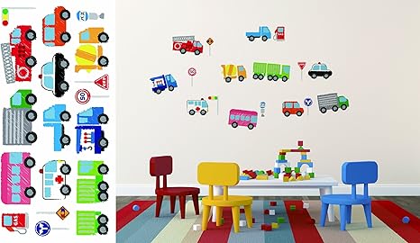 Amazon 不二貿易 ウォールステッカー 50 70cm 働く車 4865 ウォールステッカー オンライン通販