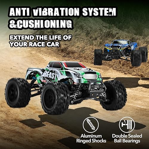 Miniatura 7 de PKX Coches RC grandes 116, camión de control remoto de alta velocidad 4WD 31KPH para niños, 2.4Ghz todo terreno RC Monster Truck con 2 baterías,