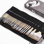 ARTIFY 25 Pcs Set de pinceaux de peinture,Expert Series,Set de brosse synthétique amélioré avec rouleau de toile et couteau de palette pour huile acrylique Aquarelle Gouache (25 Pcs)