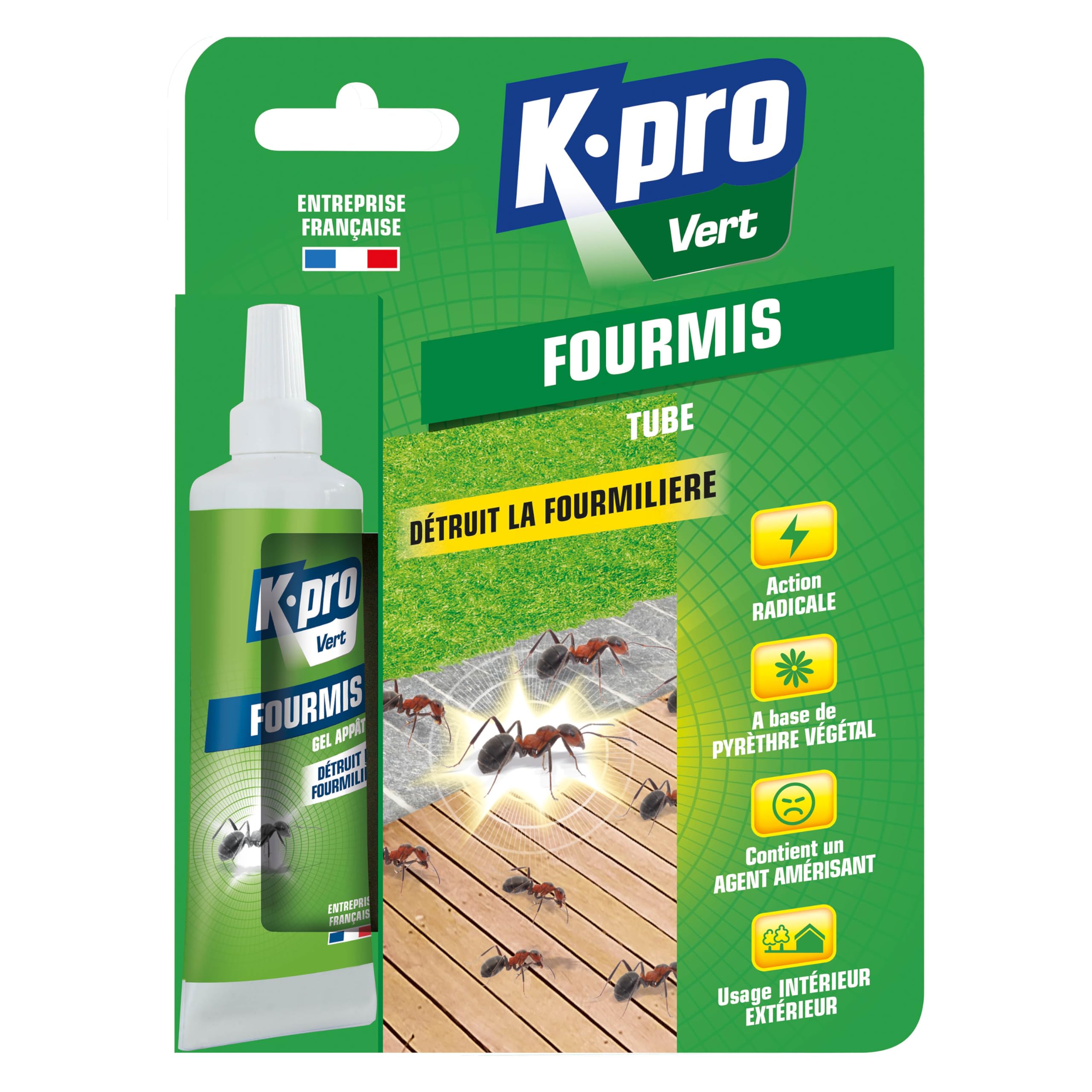 Gel appât fourmis K.PRO détruit la fourmilière pour stopper l'invasion