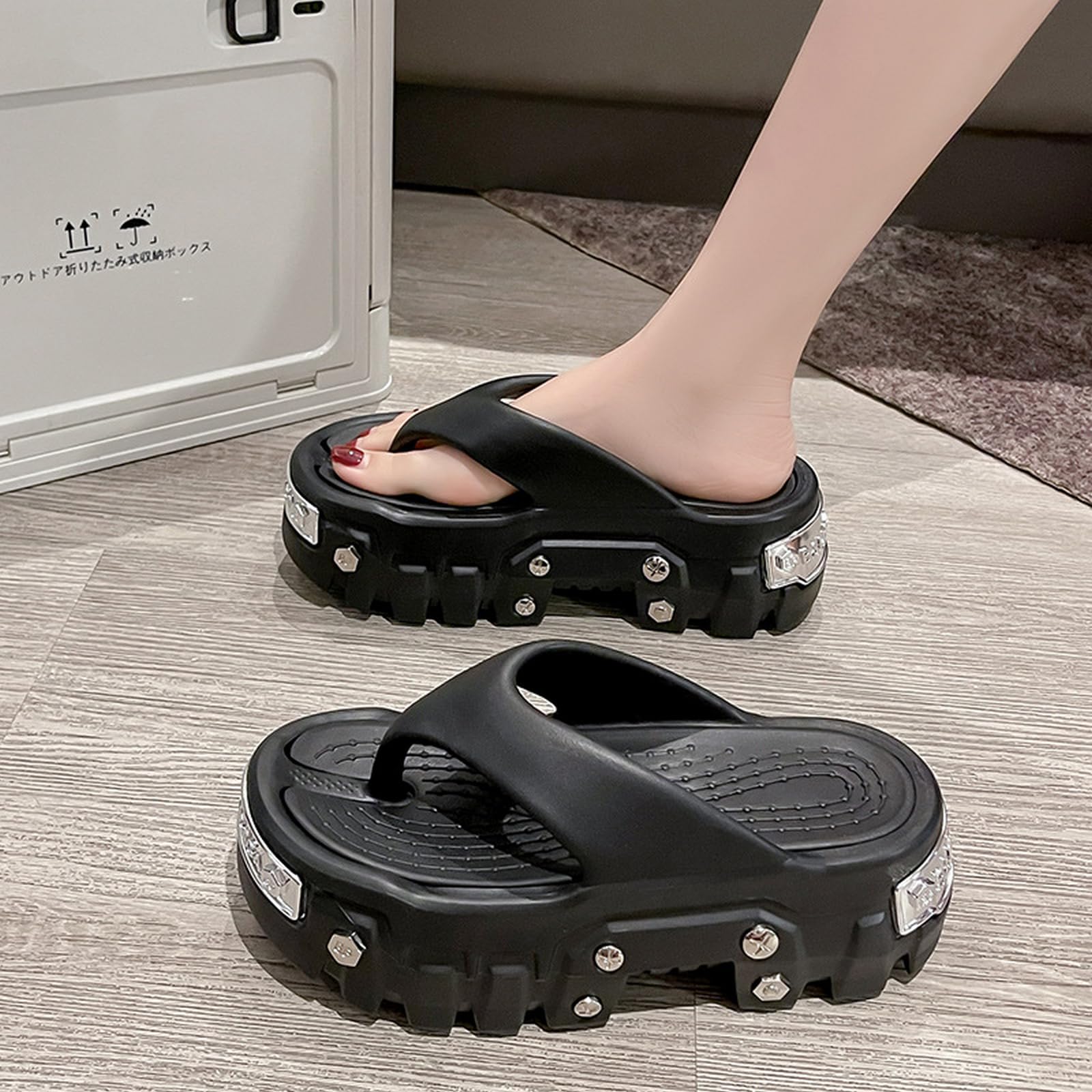 Tongs Homme Tong Femme Antidérapantes À Plateforme Grande Taille Anti-odeurs Chaussures pour Dames Et Messieurs Usage Quotidien-noir-42 43