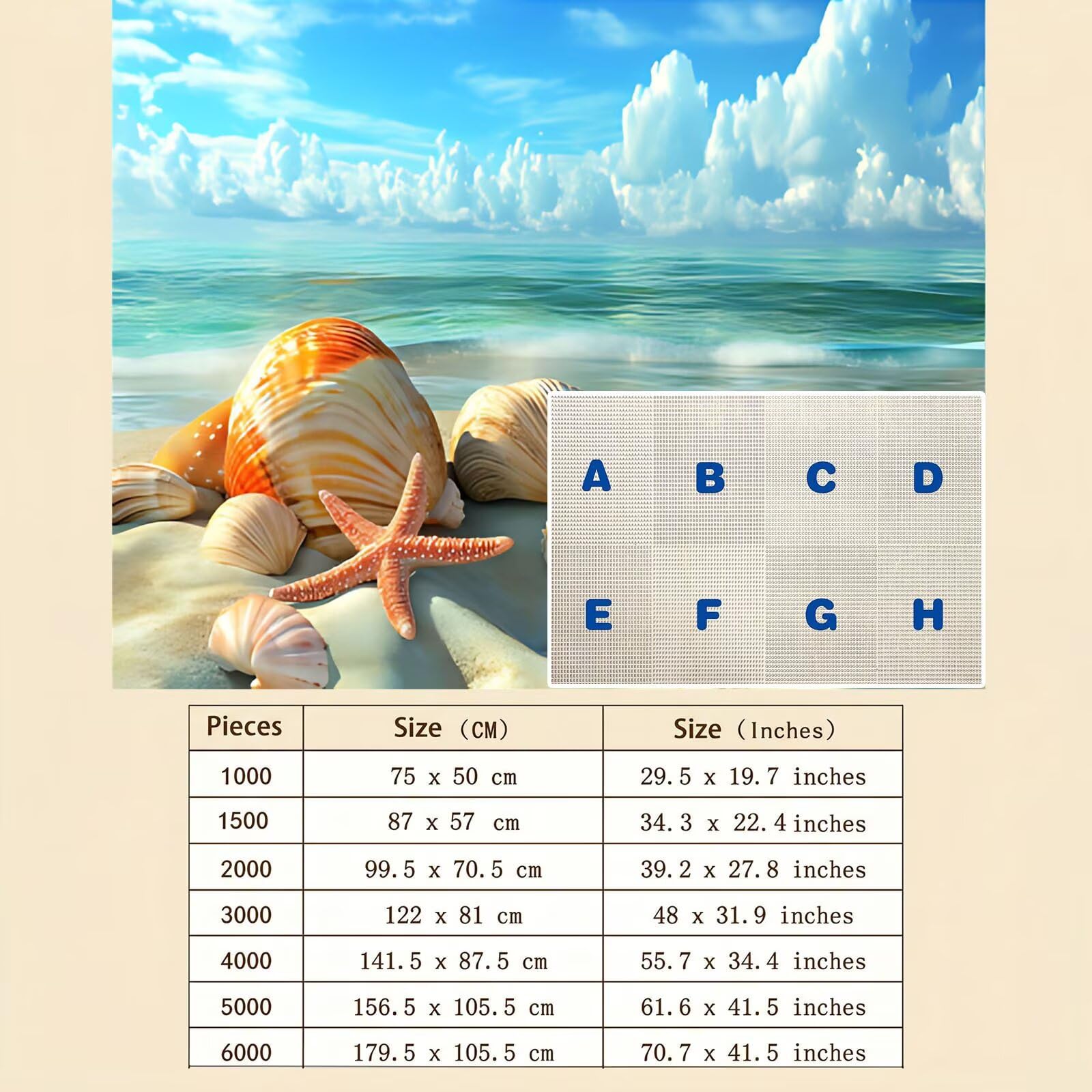 playa caparazón Puzzle de 1500 Piezas, Juego de Mesa Familiar de Madera - Rompecabezas Adultos para Toda La Familia, Rompecabezas Educativo DIY y Antiestrés - Con mapa de referencia, 87 x 57 cm f0-868