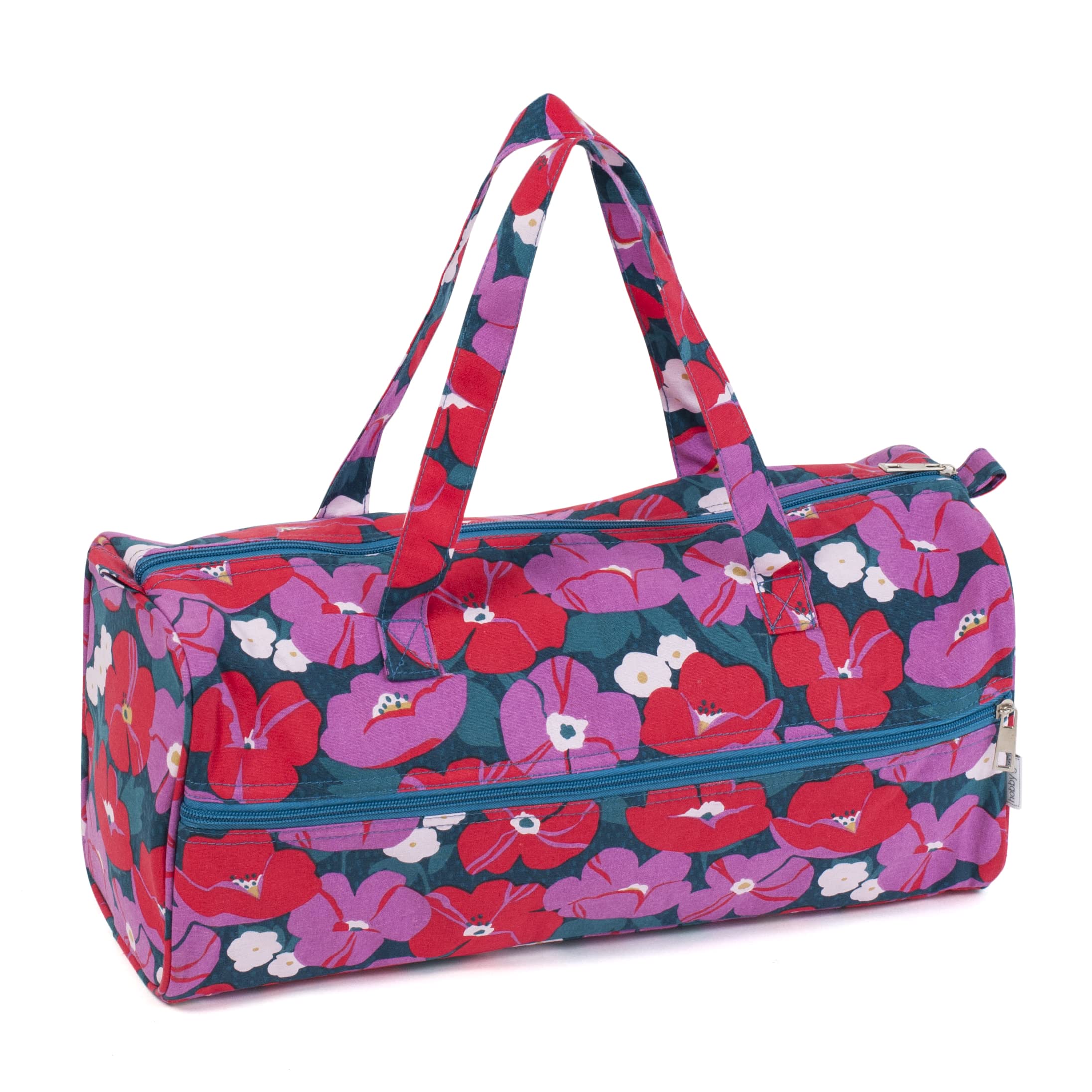 Hobby Gift Modern Floral Knitting Bag - Large Yarn Holder Wool Storage Bag - Zipper Compartment For Up To 40Cm Knitting Needles, Crochet Hooks And Accessories - 16.5 X 45 X 19.5Cm