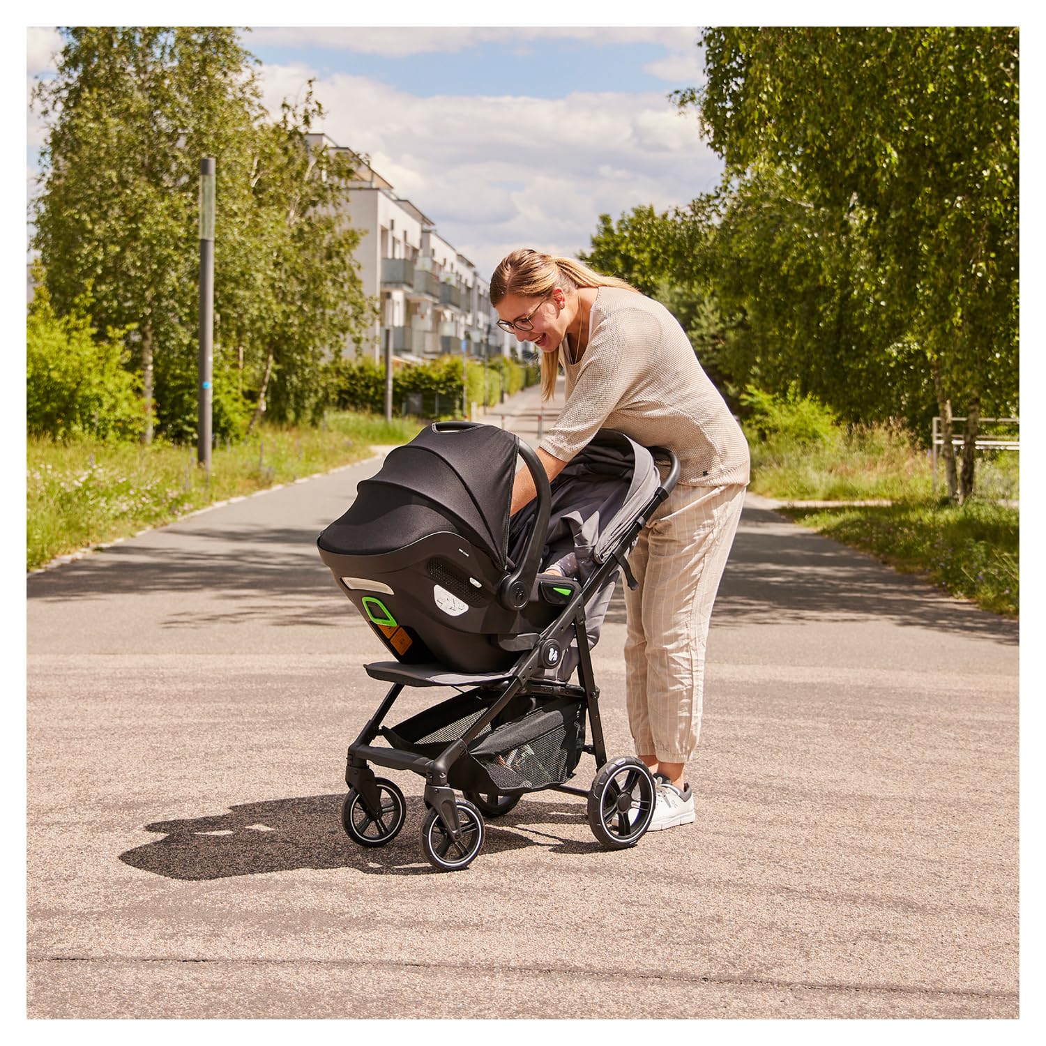 hauck Carro Bebe 3 Piezas Shop N Care Trio Set - Set de Carrito 3 en 1 con Cochecito, Silla de Coche y Silla de Paseo desde el Nacimiento hasta 22 kg, Compacto, Reclinable, Protección UV 50+ - Gris
