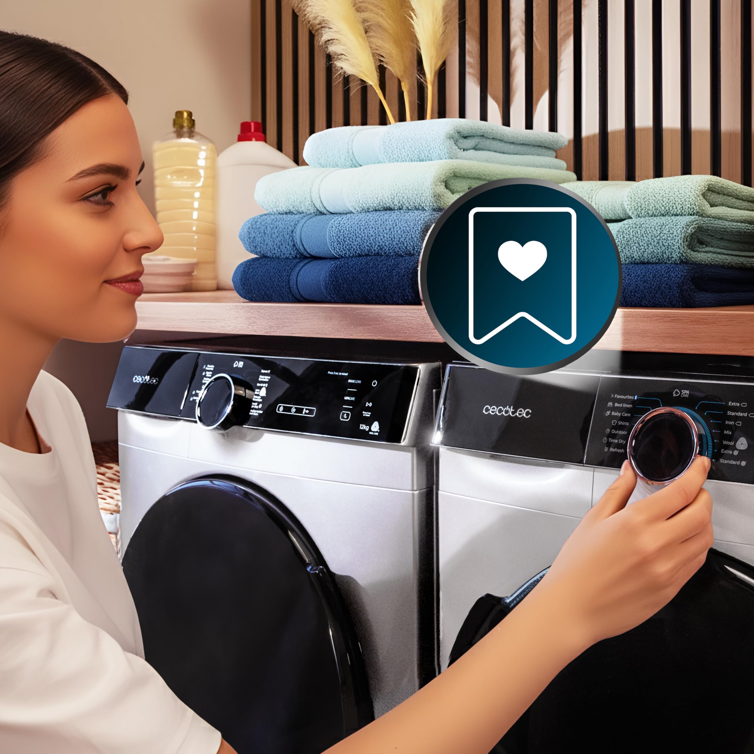 Cecotec Sèche-linge à Pompe à Chaleur 10 kg Bolero Dresscode Dry 10505 Inverter, Classe Équivalente A+++, 14 programmes, Fonctions comme UV Care, Repassage Facile, Certification Woolmark, Blanc