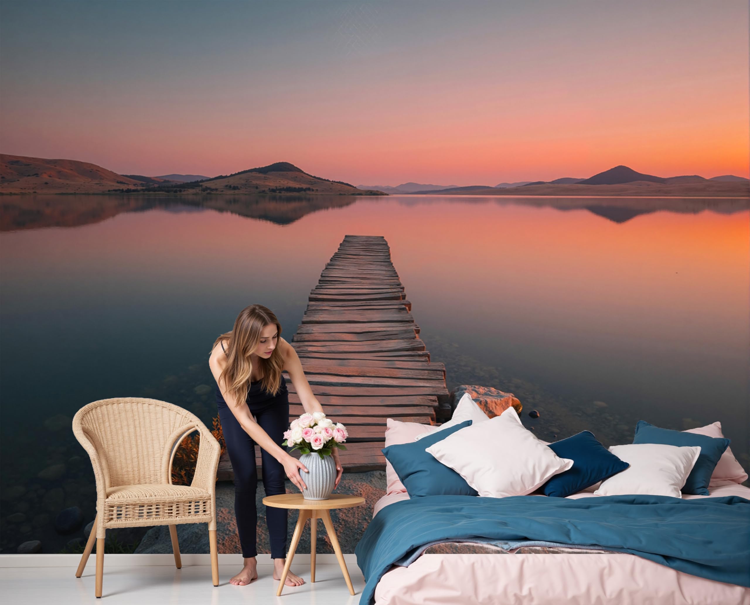 Papier peint panoramique Lac Tranquille 350x256cm pour salon