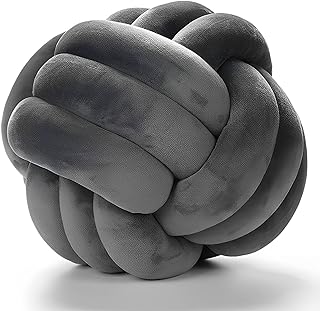 Knot Pillow Ball Round Cushion Pillows, Children Room Decoration Plush Toys Calming Stress Relief Toy (Dark Gray,8.5in/22cm)