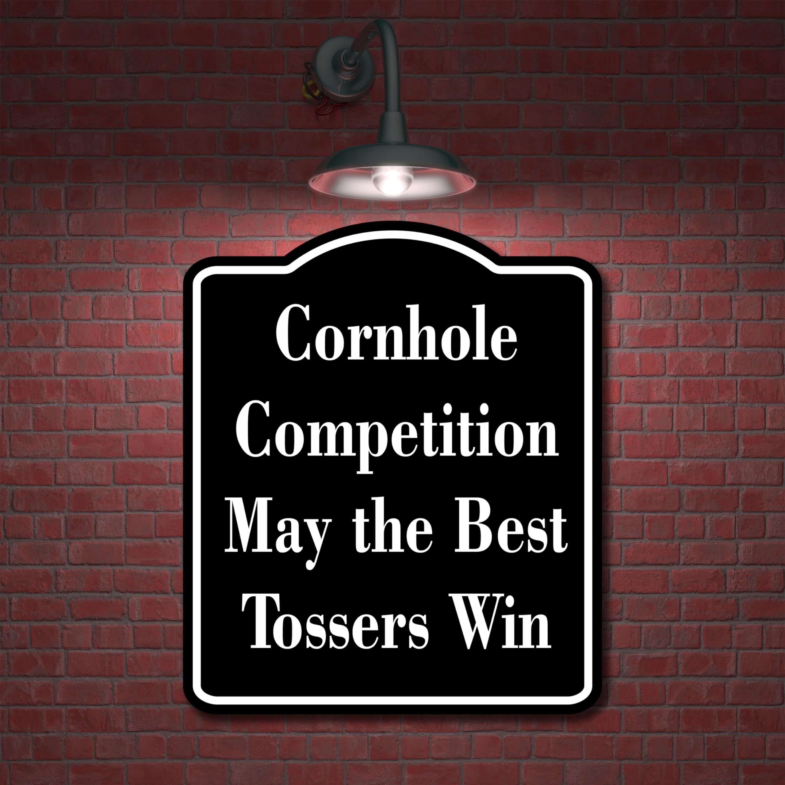 Cornhole Competition - May the Best Tossers Win BLACK Aluminum Composite Sign 8.5''x10''