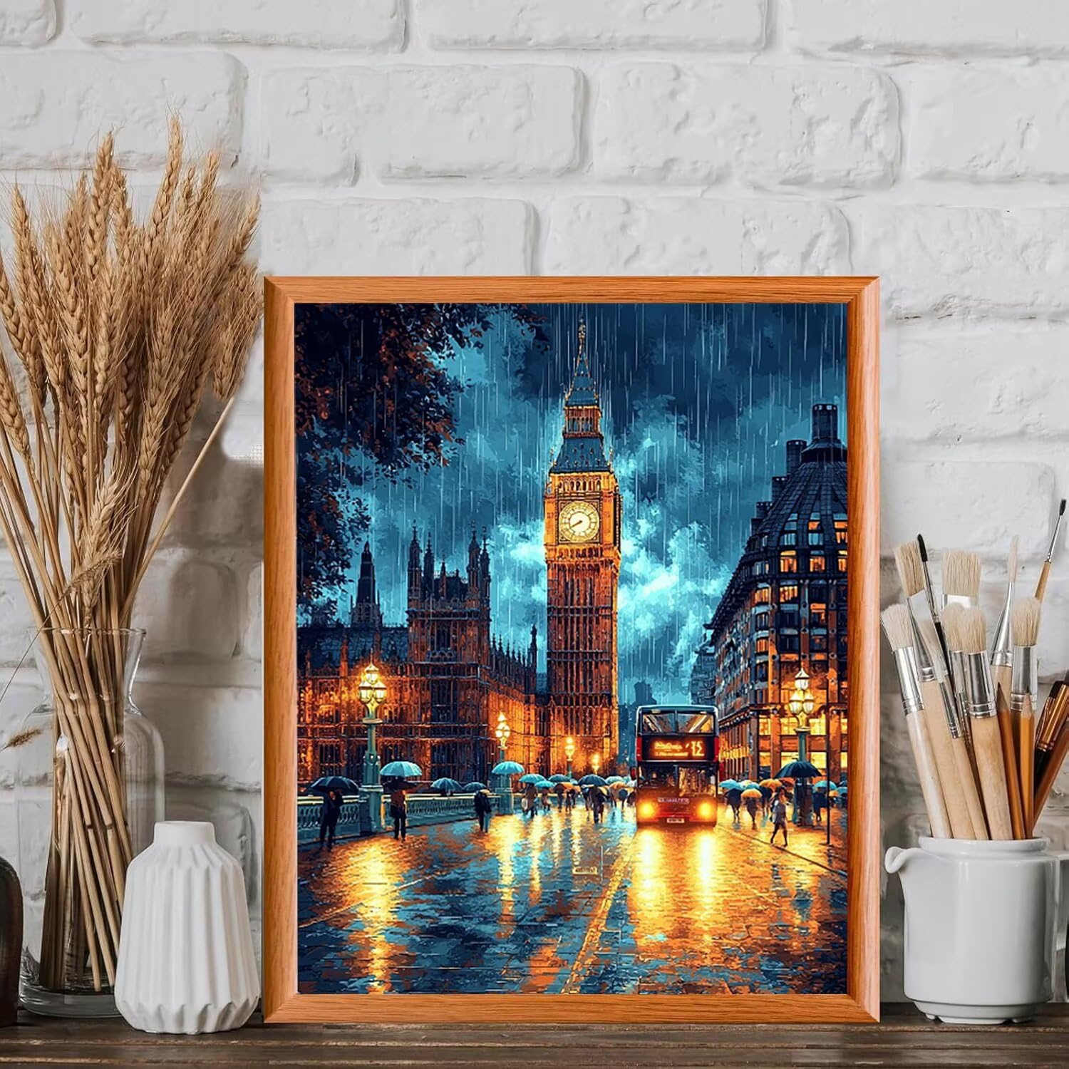 Vista notturna di Londra Dipingere con i Numeri per Adulti, 70x90cm a-597 | Pittura a Olio Kit, fai da te Quadri da Dipingere Numerat, Adulti Bambini Hobby Creativi,Pittura Adulti Decora la Casa Regalo