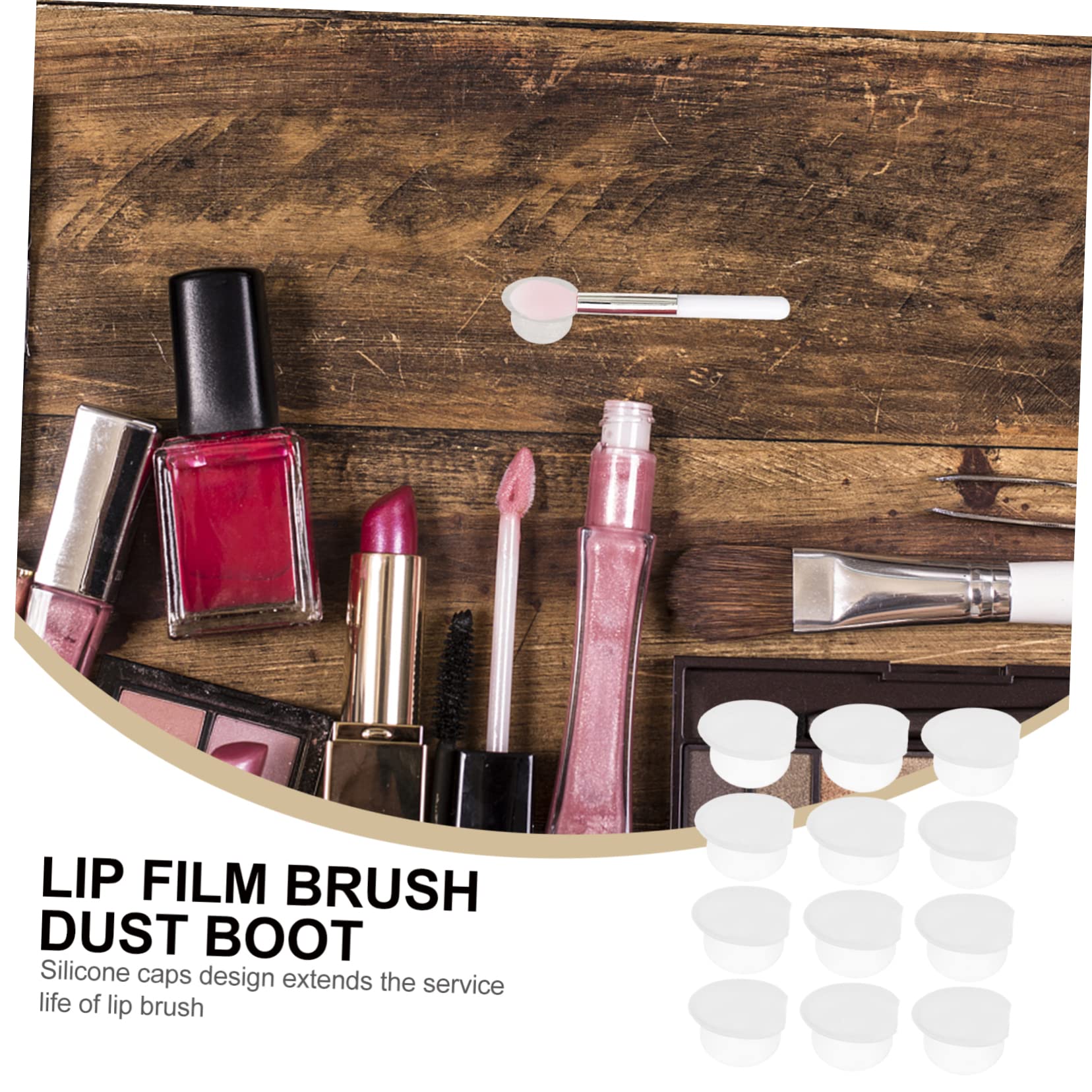 NOLITOY 12pcs Lip Brush Head Covers Waterproof Lip Mask Dust Cover Make-up Brush Cap Silicone Lip Brush Mask Covers for Makeup Brush Easy to Store and Cle