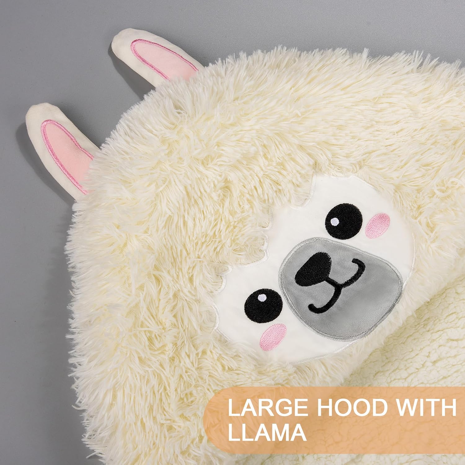 Llama Alpaca Wearable Hooded Blanket for Adults – Fuzzy Super Soft Warm Cozy Plush Flannel Fleece & Sherpa Hoodie Throw Cloak Wrap - Llama Gifts for Women Adults Girls and Kids - Image 2