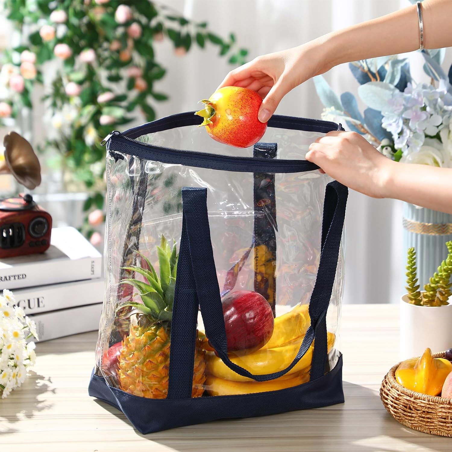 Reginary 8 Pcs Clear Tote Bags Shoulder Handbag Security Approved See Through Bag with Zipper Closure for Sport Event Travel