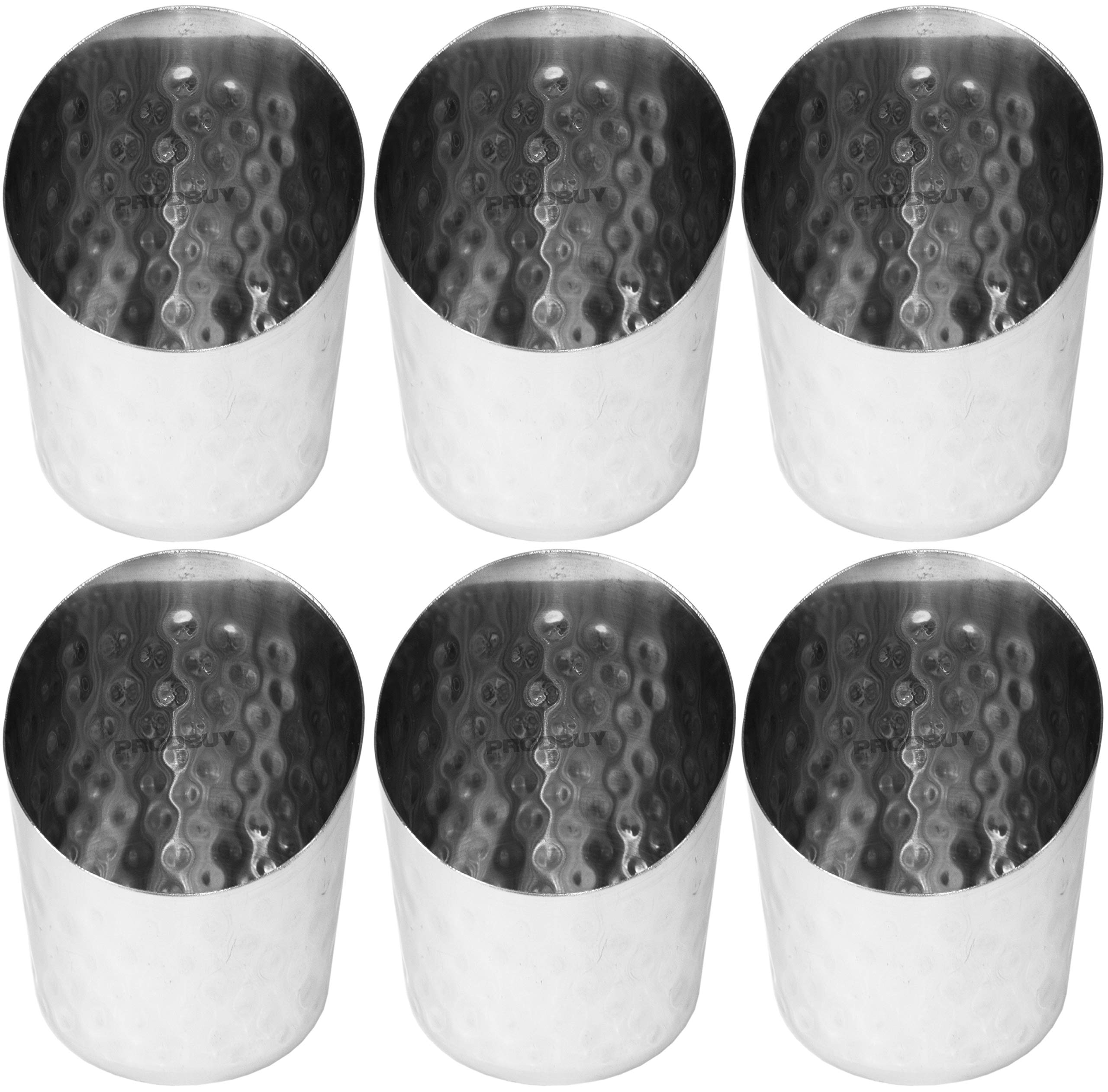Prodbuy Limited Silver 6 X Hammered Stainless Steel 8.5Cm (Dia) X 10.5Cm (H) Side/Chip/Fries Serving Dishes/Bowls