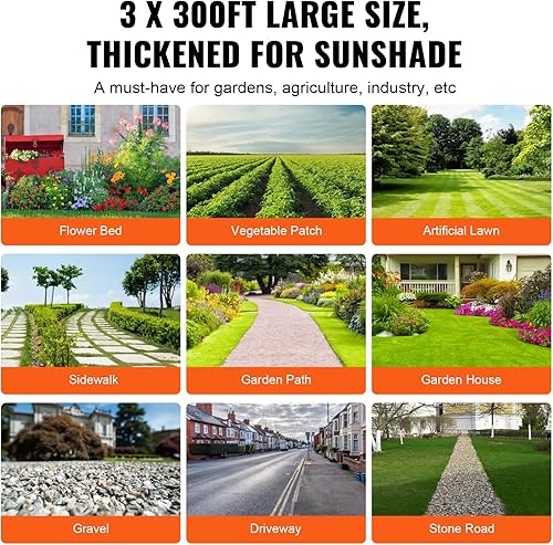 Miniatura 6 de VEVOR Tela del paisaje de la barrera de malezas, 3*300FT tela resistente de la maleza del jardín, Tela tejida del control de malezas de los PP, Tela