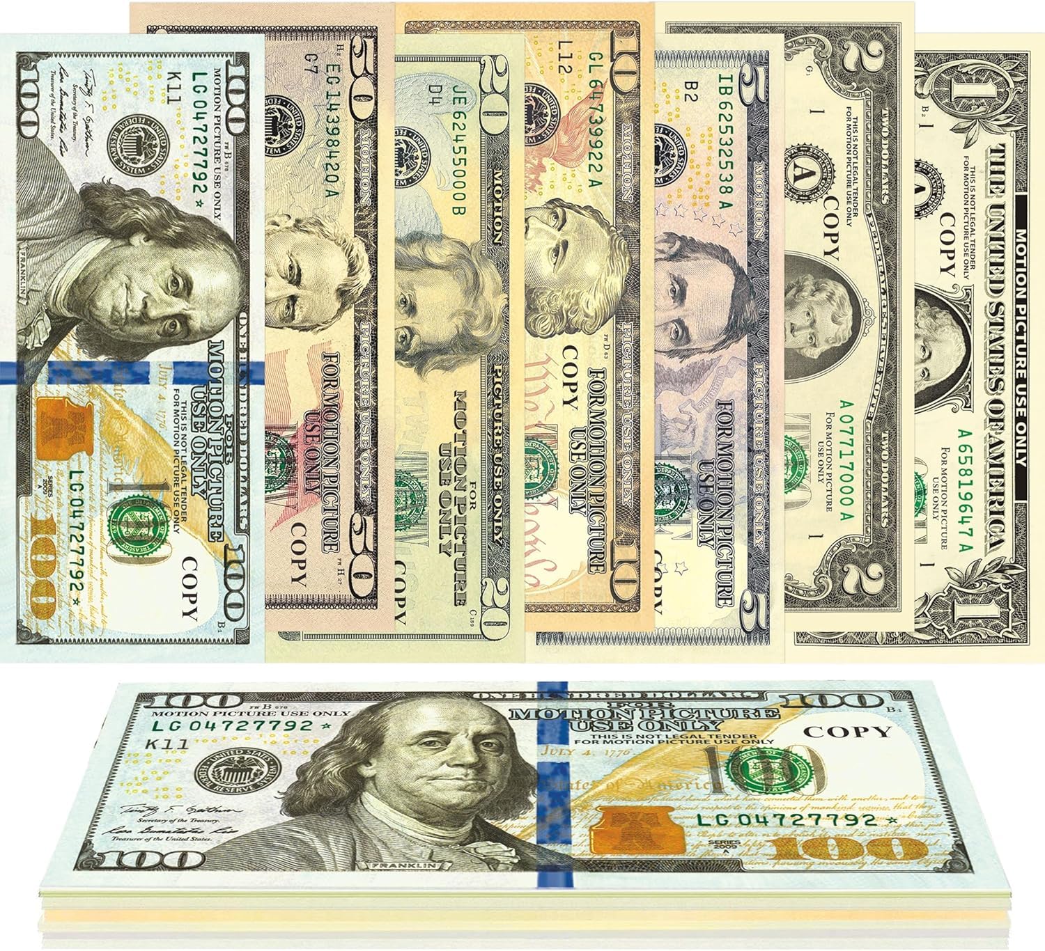 210 PCS Fake Money Prop Money Play Money - Realistic Dollar Bills Number Learning Education Toys for Girls Boys,Develops Early Math Skills,Prop for Board Game, Moive, Magic