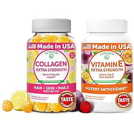 Lunakai Collagen and Vitamin E Gummies Bundle - Non-GMO Anti Aging Supplements for Men & Women - Natural Gummy with Vitamin C & 250 mg Natural VIT E