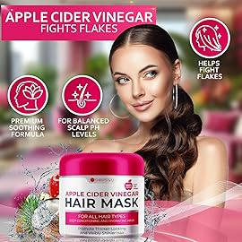 Apple Cider Vinegar Deep Conditioning Mask - Treatment for Dry Damaged Hair and Split End Repair - Sulfate Free Formula with Collagen, Keratin and Argan Oil - For Flaky Scalp and Dandruff Relief