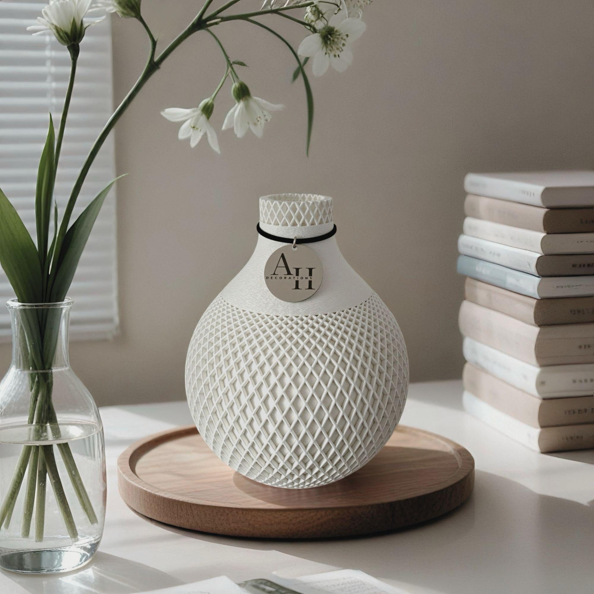 Boho Vase „FILA“ – Moderne Design Vase in 3 Größen & 8 Farben, 3D-gedruckt in Österreich – stilvolle, nachhaltige Wohnzimmer Deko & Exklusive Dekovase (beige, 25 cm)