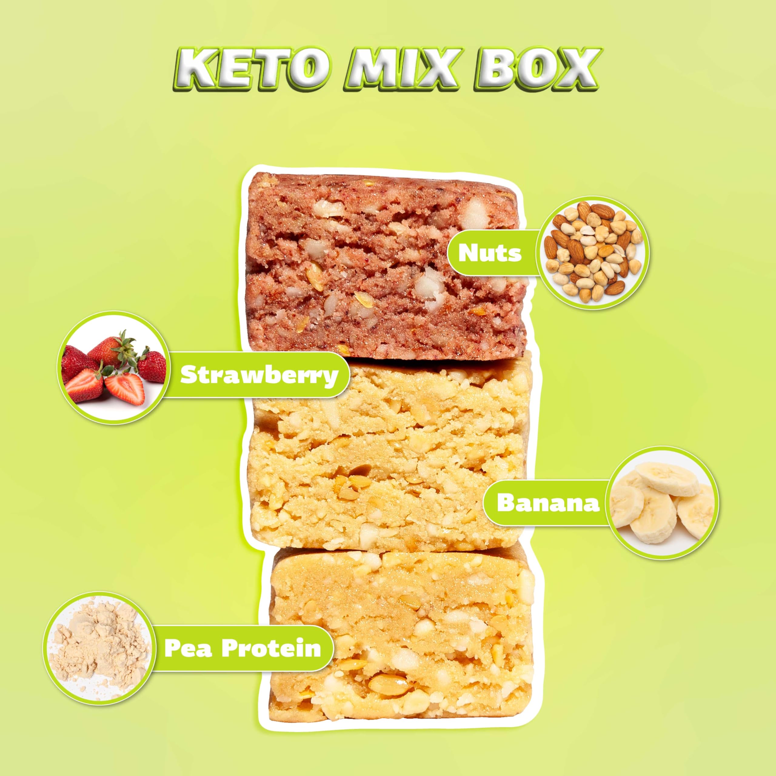 FIZI Keto Mix Box – Pack Variado 10 x 45g – Barritas de 27% Proteína Vegana Bajas en Carbohidratos – Sin Gluten y Sin Azúcar Añadido – Solo 1g de Azúcar por Barrita – Snack Cetogénico