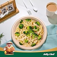 Vista 4 de JOLLY CHEF Compostable Heavy Duty Plates 𝟭𝟬 𝗜𝗻𝗰𝗵 [𝟯𝟬𝟬 𝗣𝗮𝗰𝗸] Eco-Friendly Disposable Paper Plates Made of Bagasse Biodegradable Bulk for Party Dinner