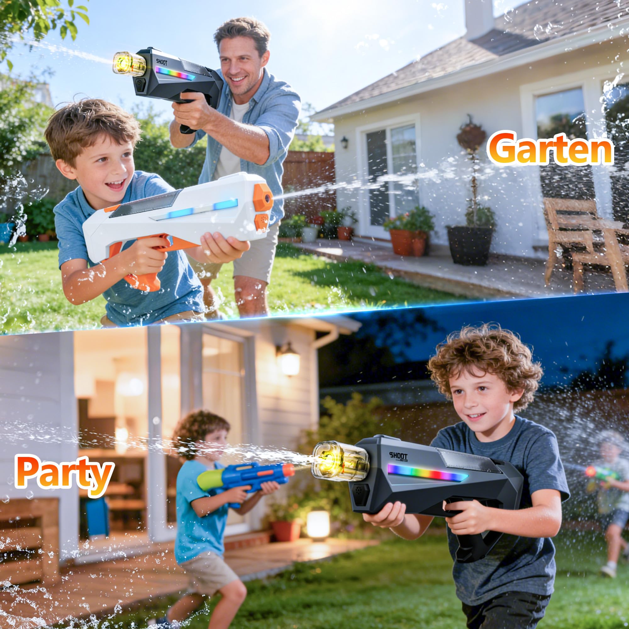 FORMIZON Pistola ad Acqua Elettrica, Pistole ad Acqua Autoadescanti, Giocattolo a Spruzzo a Batteria con Serbatoio per Feste Estive in Piscina Spiaggia e Giardino (Nero)