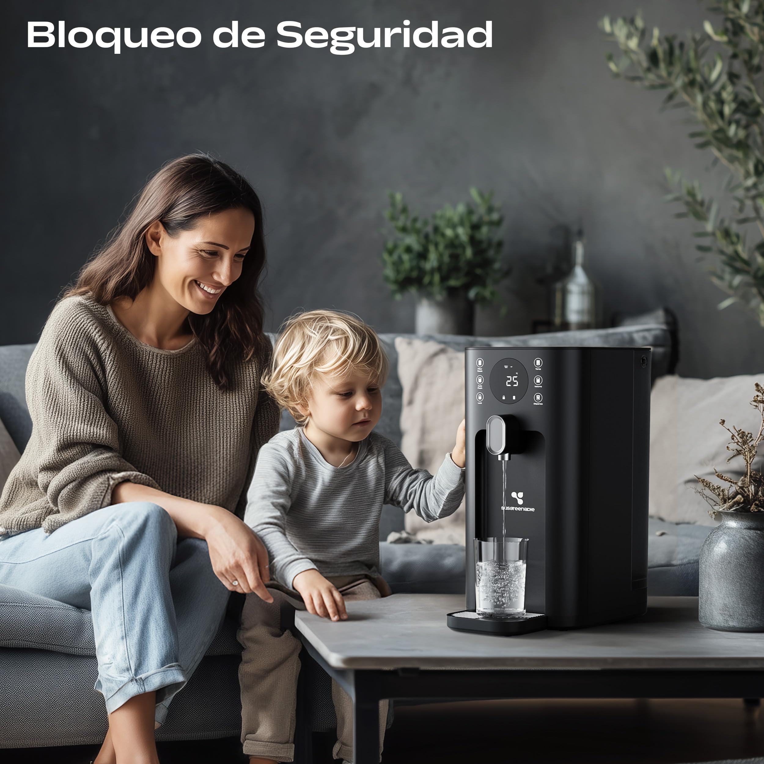 CIARRA X SusGreenable Purificador de Agua por Ósmosis Inversa de Sobremesa, Agua Caliente Instantánea 3s, 4 Temperaturas, Filtro RO 5 Etapas, Depósito 4.3L, Pantalla TDS, Sin Instalación