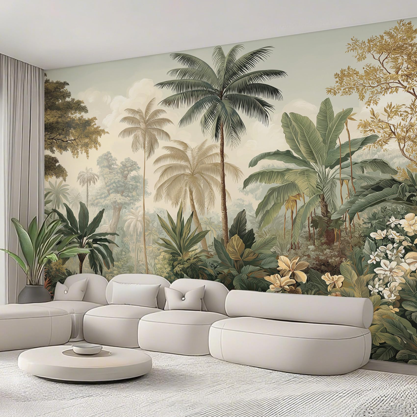 Generisch Tapete Tropische Dschungel, Fototapete Palmen Regenwald, Vliestapete für Schlafzimmer Wohnzimmer, Wand Deko Tapeten, Wandverkleidung 350x256 cm D&O41
