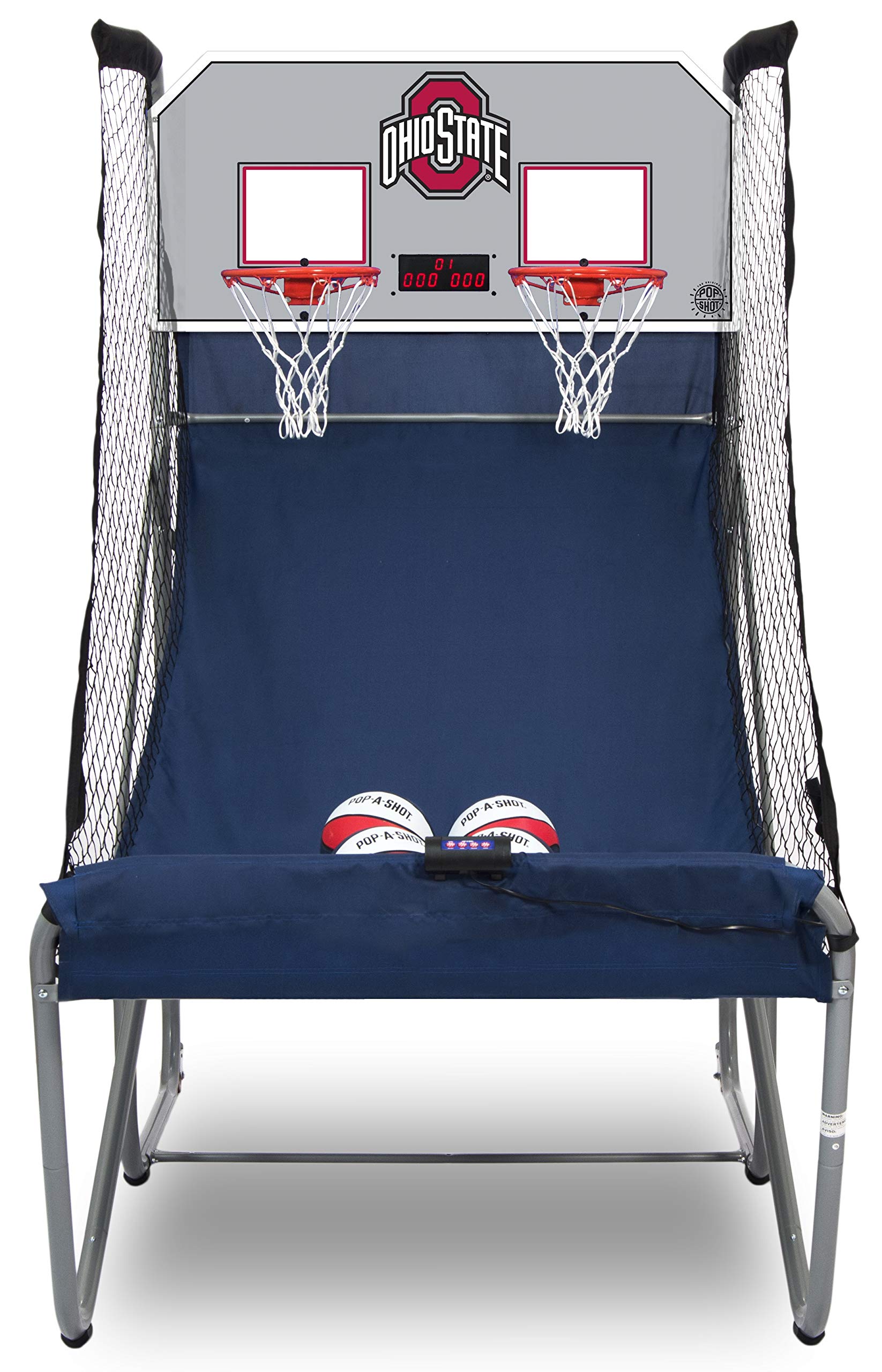 Pop-A-Shot - Home Dual Shot with Ohio State Buckeyes NCAA Graphics l Sensor Scoring l 16 Game Modes l 7 Balls l Foldable Storage l for All NCAA Fans