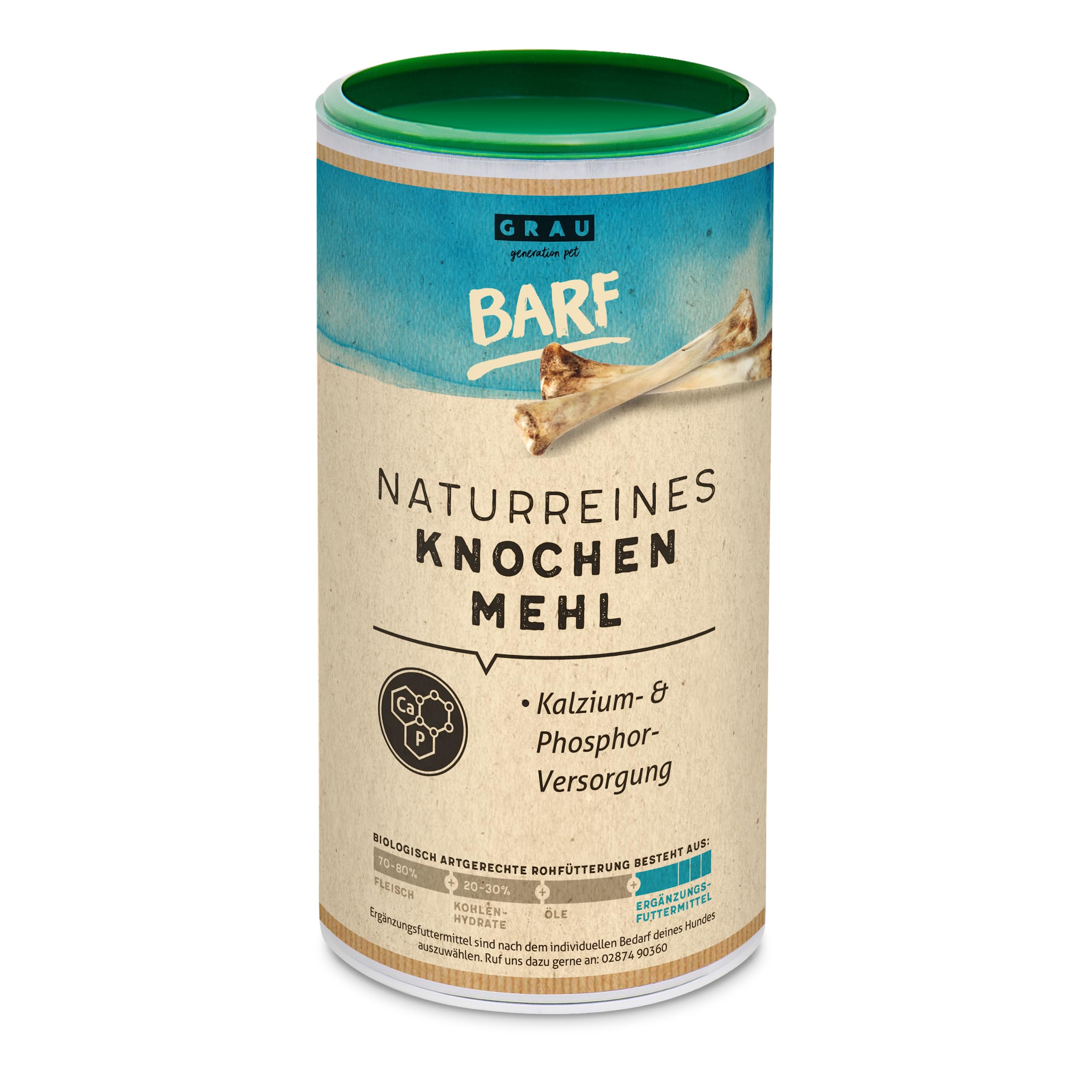 GRAU farina di ossa naturale 100% manzo calcio ossa articolazioni 800 g alimento complementare cani gatti