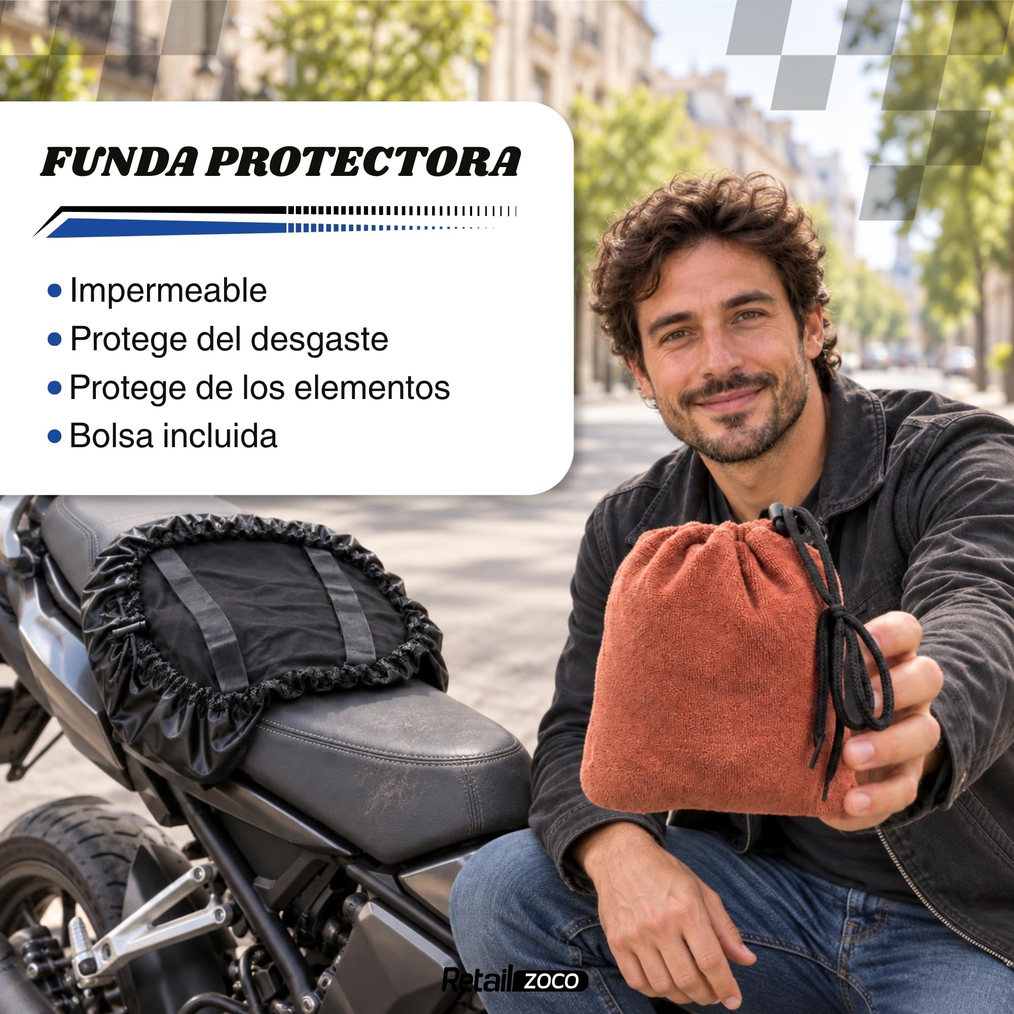 Funda para Asiento de Moto Ajustable de 95 a 115 cm - imagen 6