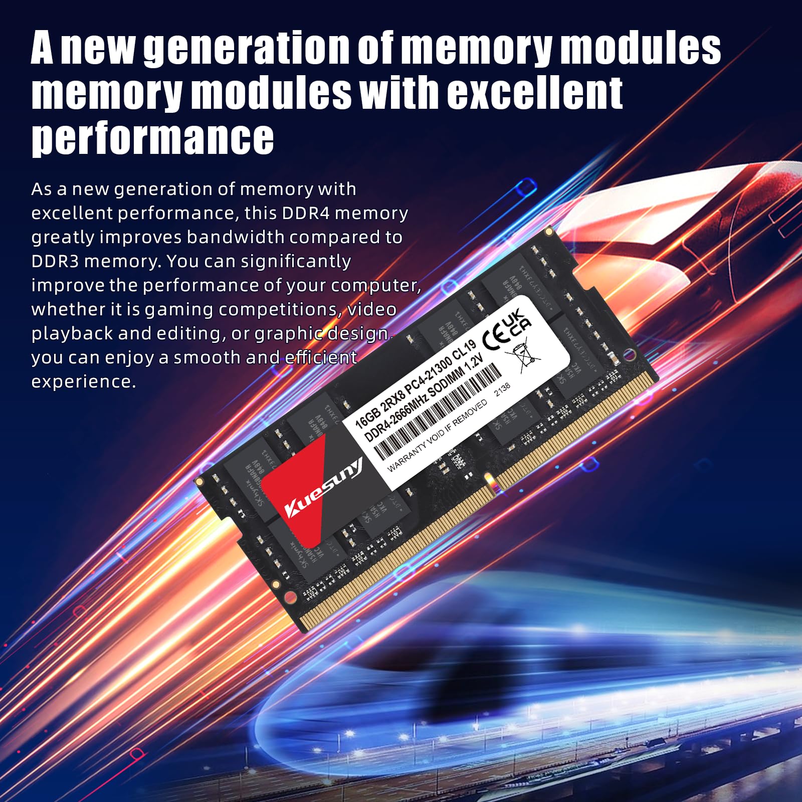 Kuesuny Ram DDR4 16GB Memoria para Laptop, 16GB DDR4 2666MHz PC4
