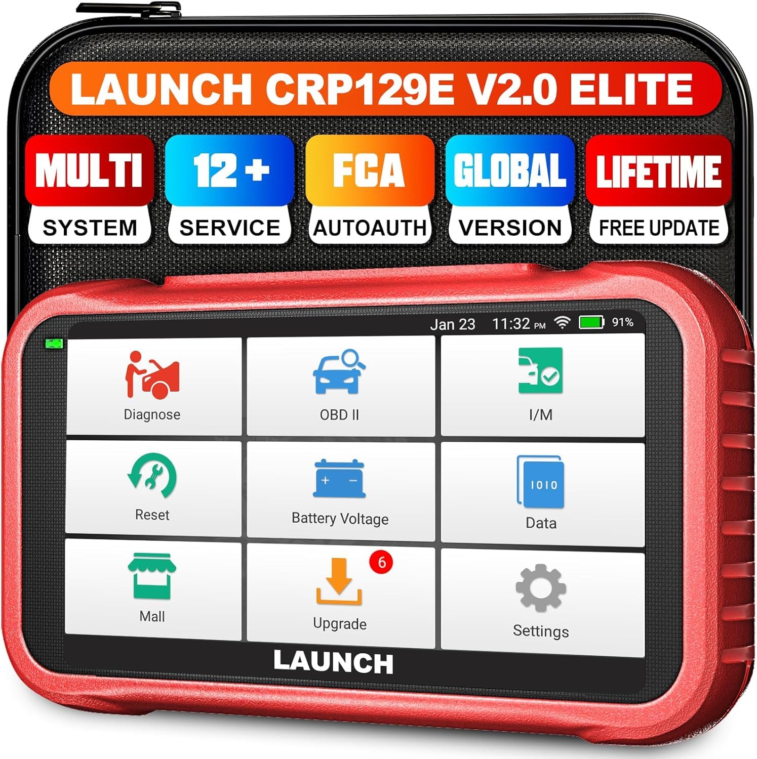 CRP129E V2.0 OBD2 Scanner Diagnostic Tool, 2026 New Code Reader for Cars and Trucks, ABS SRS Transmission Engine Code Reader, 12 Reset, Oil/EPB/SAS/TPMS/Injector Code, Lifetime Free Update